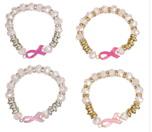 3053 - Pink Ribbon Bead Bracelets