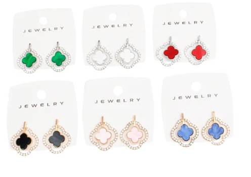 3023 - Marbled Quatrefoil Clover Stud Earrings