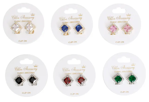 1571 - square clip on earrings