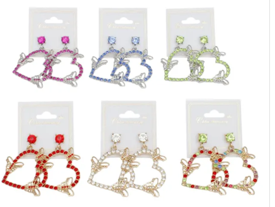 1520 - Butterfl/Heart Earrings