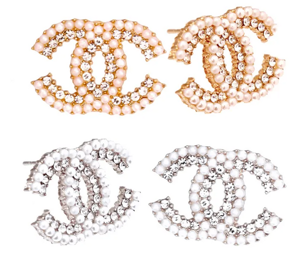 1000-5 - Pearl and Rhinestone CC Studs INSPIRED