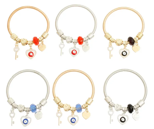 3058 - Spring Evil Eye Heart Bracelets