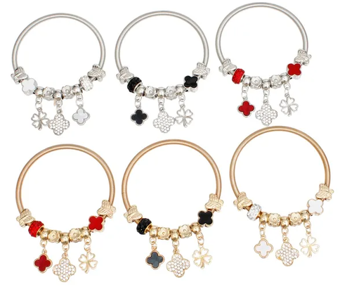 3021 - Quatrefoil Clover Jump Coil Bracelets