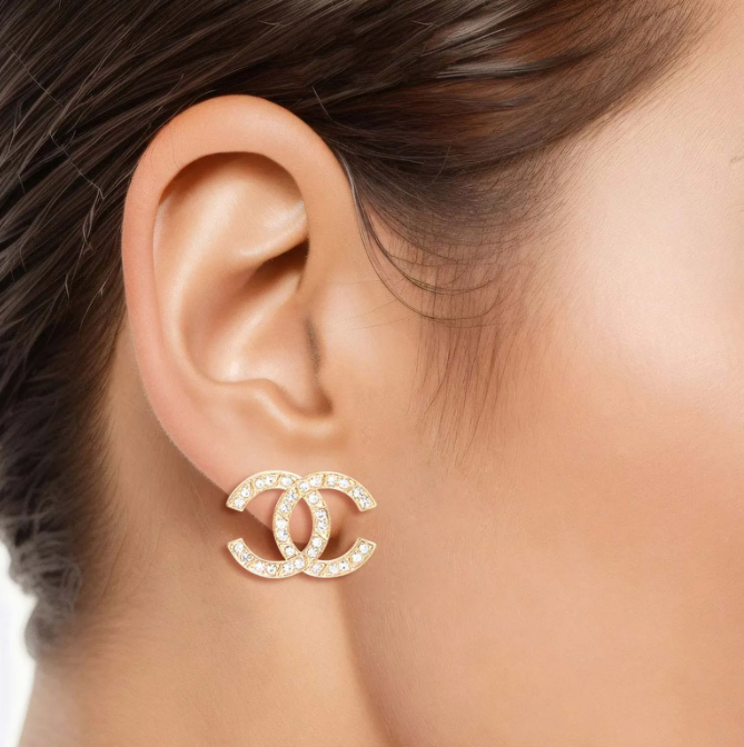 C1000 - Studs CC Pearl Stone Earrings INSPIRED