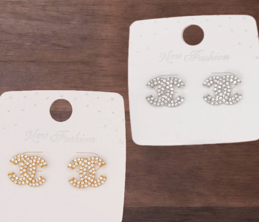 1000-24 - Classic CC Rhinestone Stud Earrings INSPIRED