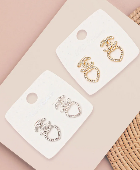 1000-25 - Dazzling CC Heart Luxe Stud Earrings INSPIRED