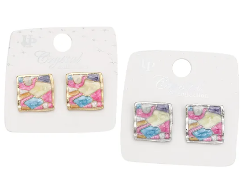 1000-39 - Mosaic Wavy Stud Earrings