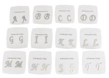 Load image into Gallery viewer, 1000-41 - Stainless Steel Silver Initial Earrings
