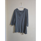 Catherines Women's Plus Size Gray Henley Top - PREOWNED