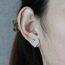 Load image into Gallery viewer, 925 Sterling Silver Inlaid Zircon Heart Stud Earrings
