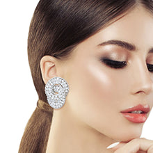 Load image into Gallery viewer, Silver Crystal Hooked Ring Studs
