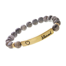 Cargar imagen en el visor de la galería, Gray Natural Stone Bead Blessed Bracelet
