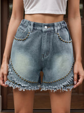 Load image into Gallery viewer, Raw Hem Studded Denim Shorts
