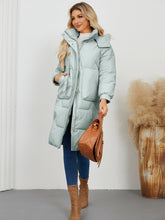 Cargar imagen en el visor de la galería, Long Sleeve Longline Hooded Winter Coat
