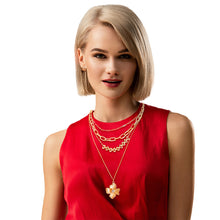Load image into Gallery viewer, Gold Layered Chain Flower Necklace
