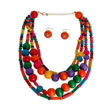 Cargar imagen en el visor de la galería, Rainbow Mixed Wooden Bead Necklace
