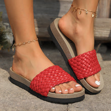 Cargar imagen en el visor de la galería, PU Leather Woven Platform Sandals

