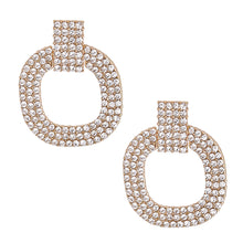 Cargar imagen en el visor de la galería, Gold Pave Squared Earrings

