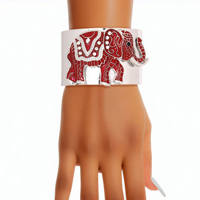 Bracelet DST Red Elephant Tribal Cuff for Women