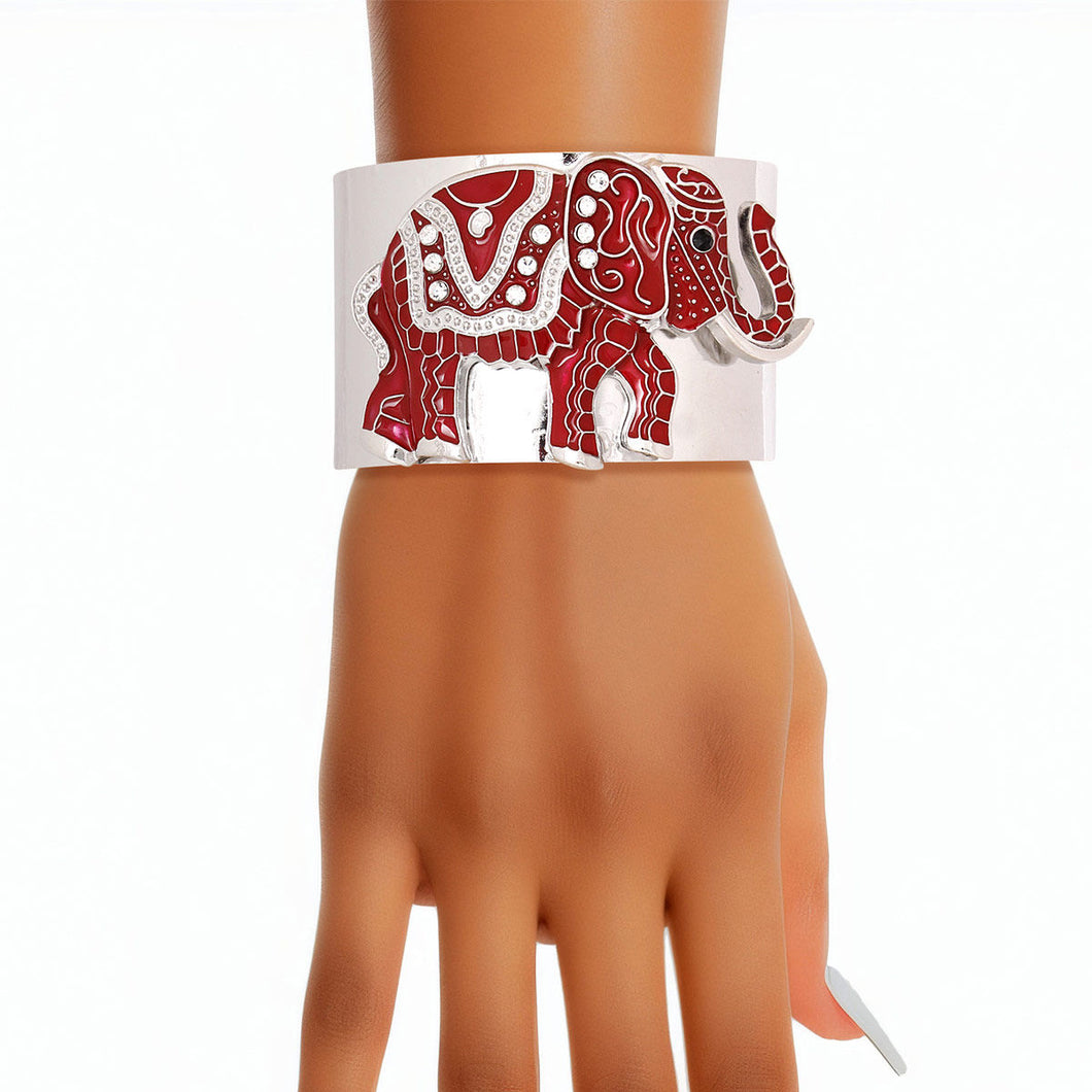 Bracelet DST Red Elephant Tribal Cuff for Women