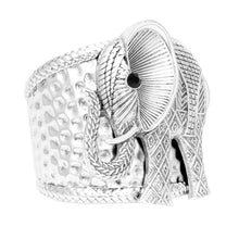 Cargar imagen en el visor de la galería, Cuff Burnished Silver Elephant Tribal Bracelet
