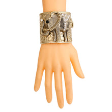Load image into Gallery viewer, Burnished Gold Engraved Elephant Cuff
