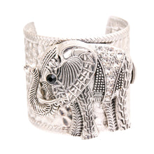 Load image into Gallery viewer, Burnished Silver Engraved Elephant Cuff
