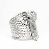 Cuff Burnished Silver Elephant Pearl Bracelet