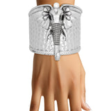 Cuff Burnished Silver Elephant Pearl Bracelet