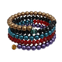 Cargar imagen en el visor de la galería, Coiled Multicolor Pearl Glass Bead Wrap Bracelet

