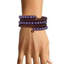 Cargar imagen en el visor de la galería, Coiled Purple Pearl Glass Bead Wrap Bracelet Women
