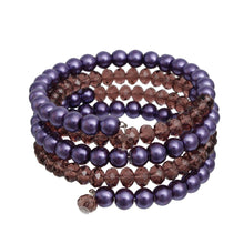 Cargar imagen en el visor de la galería, Coiled Purple Pearl Glass Bead Wrap Bracelet Women
