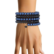 Cargar imagen en el visor de la galería, Coiled Royal Blue Pearl Glass Bead Wrap Bracelet
