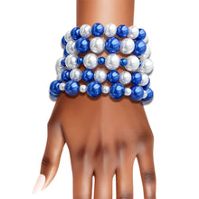 Load image into Gallery viewer, Azure Elegance: Blue and White Pearl Bracelet Set
