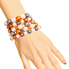 Cargar imagen en el visor de la galería, Gold and Cream Pearl Bead 5 Pcs Bracelets

