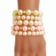 Cargar imagen en el visor de la galería, AKA Pink Green Pearl 5 Pc Bracelets
