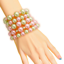 Cargar imagen en el visor de la galería, AKA Pink Green Pearl 5 Pc Bracelets
