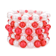 Cargar imagen en el visor de la galería, 5 Pcs DST Red and White Pearl Bracelets
