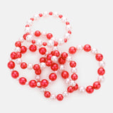5 Pcs DST Red and White Pearl Bracelets