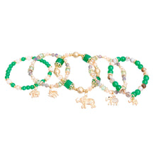 Cargar imagen en el visor de la galería, Green Beaded Elephant Charm 5 Bracelets

