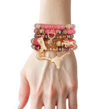 Cargar imagen en el visor de la galería, Bead Pink 5 Pcs Western Cowgirl Charm Bracelets

