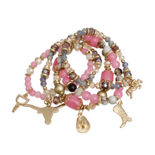 Cargar imagen en el visor de la galería, Bead Pink 5 Pcs Western Cowgirl Charm Bracelets
