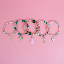 Cargar imagen en el visor de la galería, Pink Green Glass Love AKA Bracelets|Stretch to Fit
