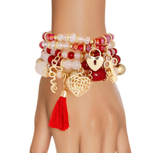 Load image into Gallery viewer, DST Red White Glass Love Bracelets
