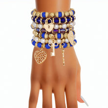 Cargar imagen en el visor de la galería, Pearl Bracelet Blue White Bead Set for Women
