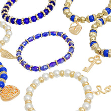 Cargar imagen en el visor de la galería, Pearl Bracelet Blue White Bead Set for Women
