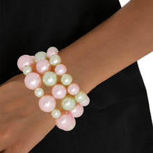 Cargar imagen en el visor de la galería, AKA Pink Green Pearls Stretch Bracelet Set
