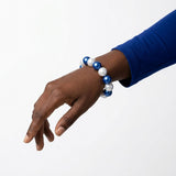 Blue and White Pearl 15mm Stretch Bracelet ZPB