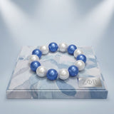 Blue and White Pearl 15mm Stretch Bracelet ZPB