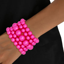 Cargar imagen en el visor de la galería, Pearl Bracelets Fuchsia 5 Pcs Set for Women
